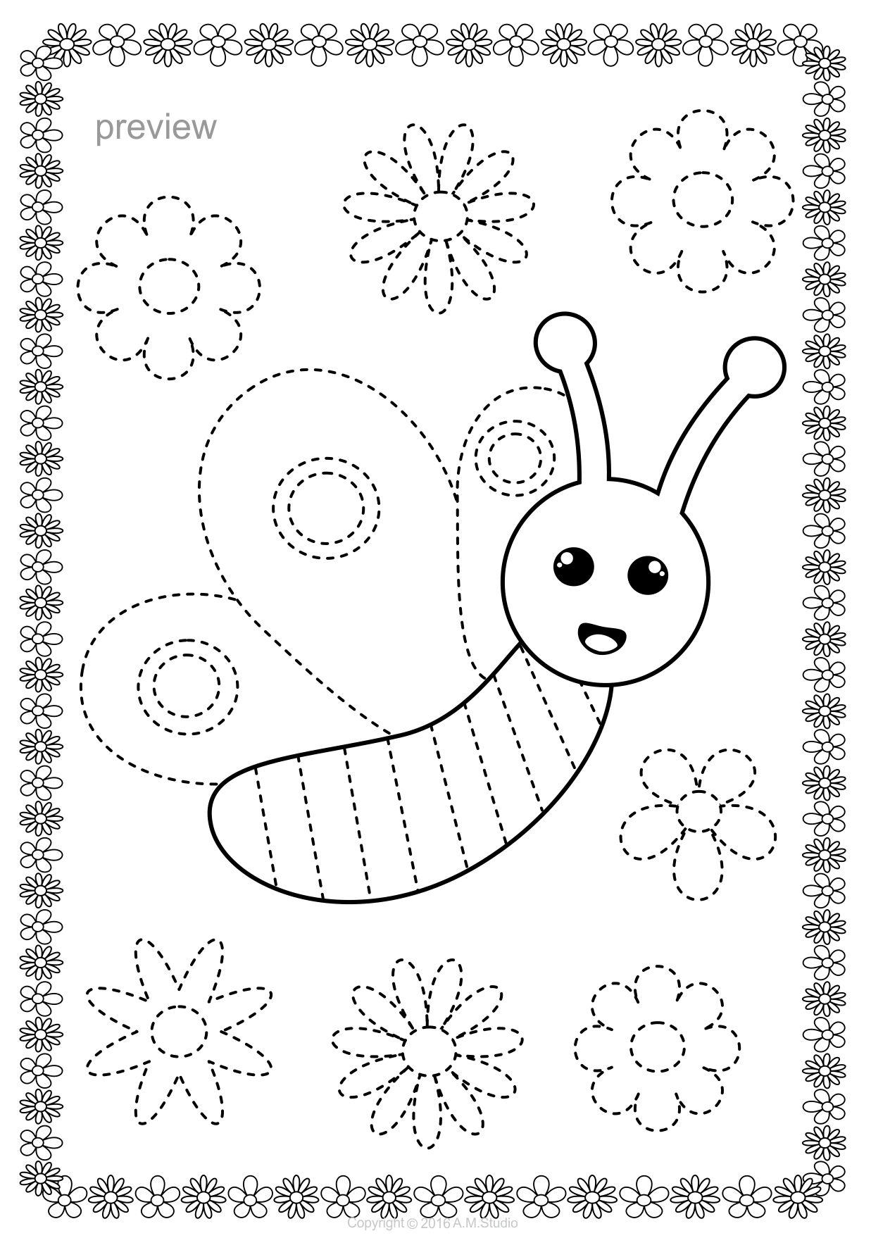 21 Tracing And Coloring Worksheets For Kindergarten