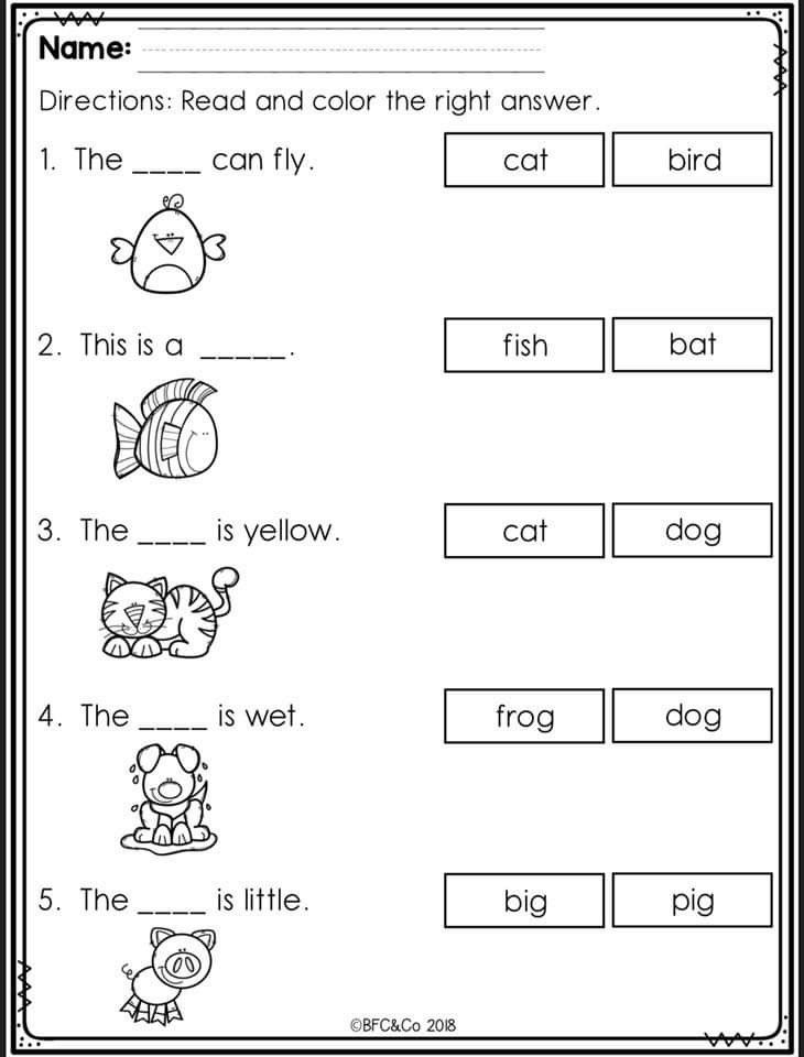 30 English Worksheets For Kindergarten