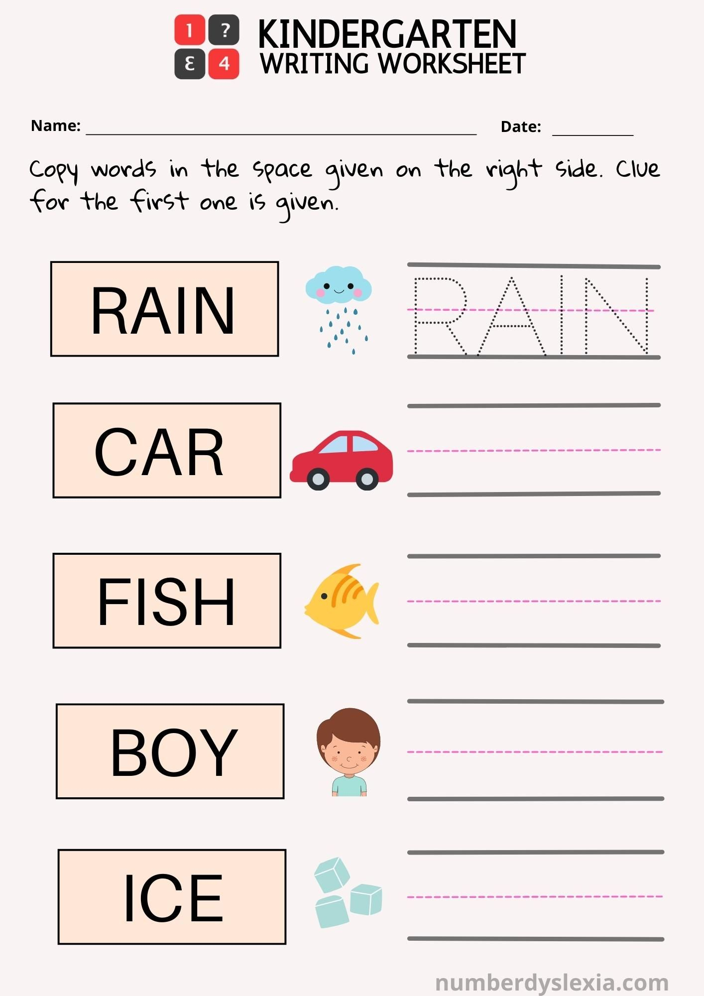 30 English Worksheets For Kindergarten