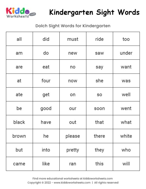 30 English Worksheets For Kindergarten