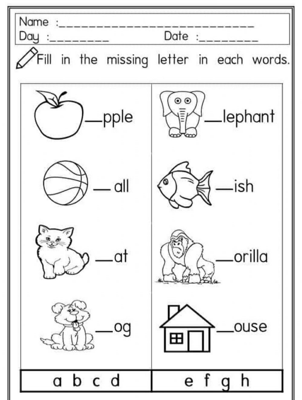 30 English Worksheets For Kindergarten