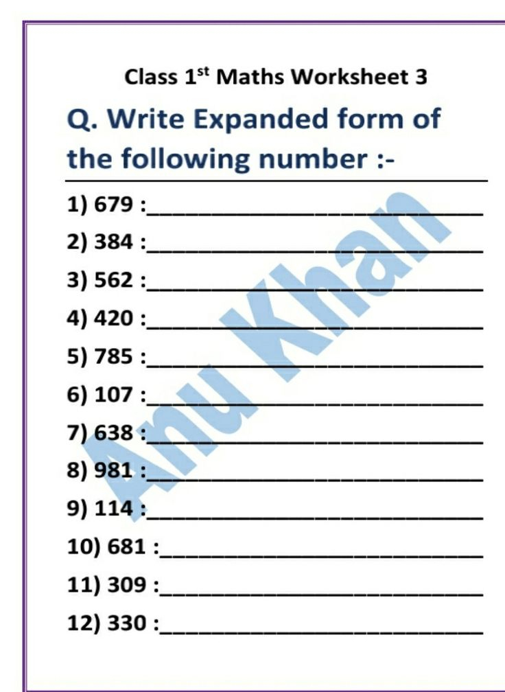 30 Maths Worksheet For Class 1