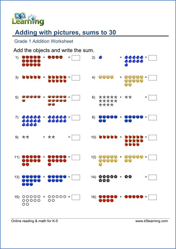 30 Maths Worksheet For Class 1