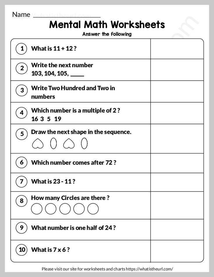 30 Maths Worksheet For Class 1