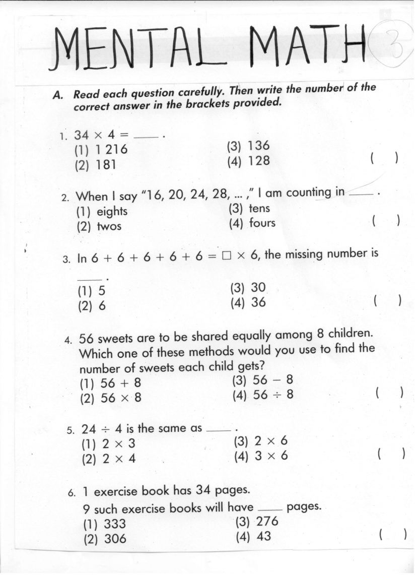 30 Mental Maths Worksheets